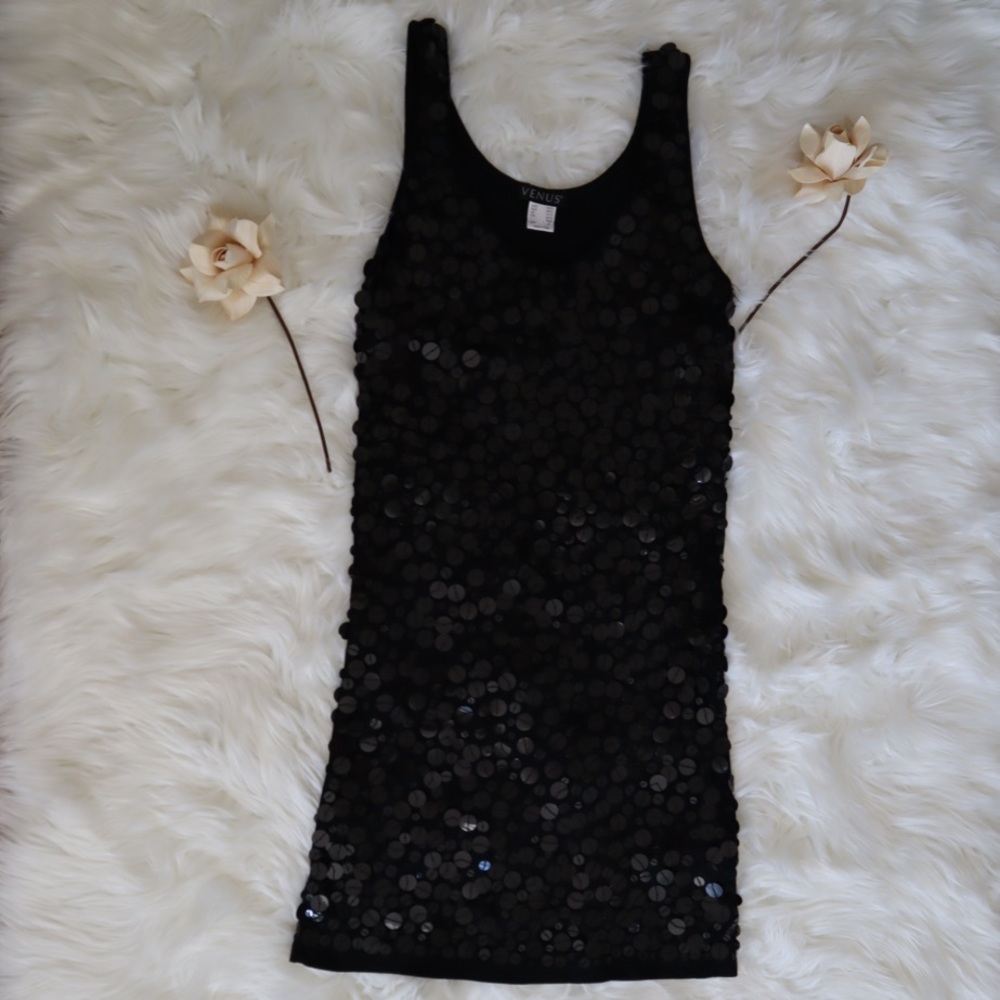 Venus Black Sequin Mini Dress - Picture 7 of 10